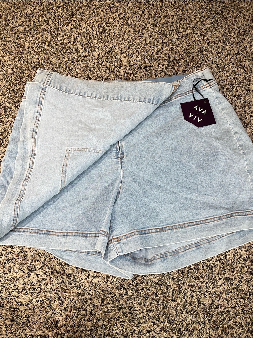 Ava & Viv A Line Wrap Skort Light Blue Wash Stretch Denim Plus Size 17 | NWT - Picture 4 of 7